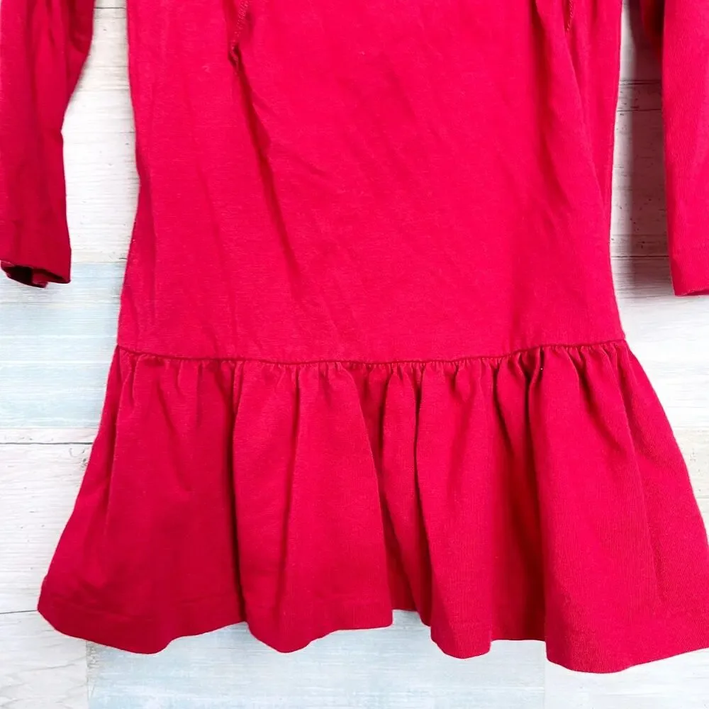 Ralph Lauren Ruffle Drop Waist Dress Red Jersey Knit Toddler Girl 18M 18 Months